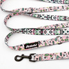 Long Dog Leash Llama Pink, width 2 cm (0.78") wide, black snap hook 6 cm