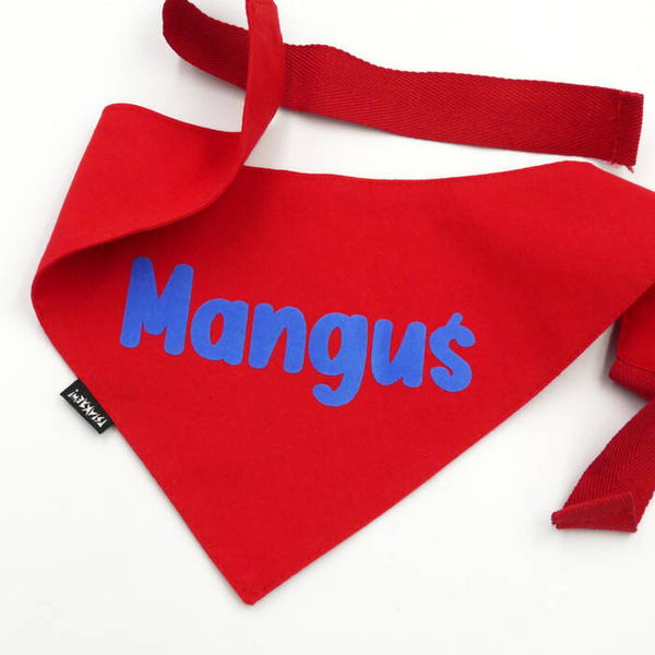 Bandana with the name of the Dog Psiakrew, personalized tied handkerchief, red bandana scarf