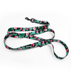 Dog Leash Tropical Monstera width 2.5 cm, 1"  wide, black snap hook 6 cm