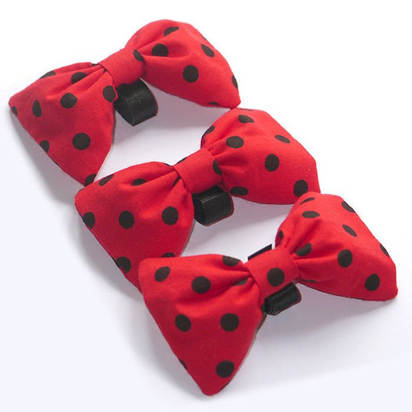 Red Dog Bow Tie with black polka dots, elegant classic Psiakrew bow