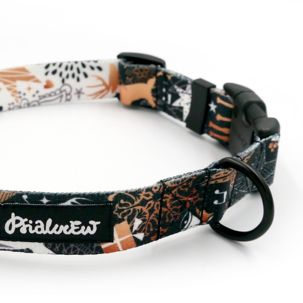 Obroża dla psa regulowana klamra zatrzaskowa Deer Calls Psiakrew 2,5 cm czarne okucia