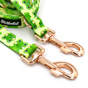 Dog Leash Green Frogs width 2.5 cm, 1" wide, pink gold, big snap hook 8 cm