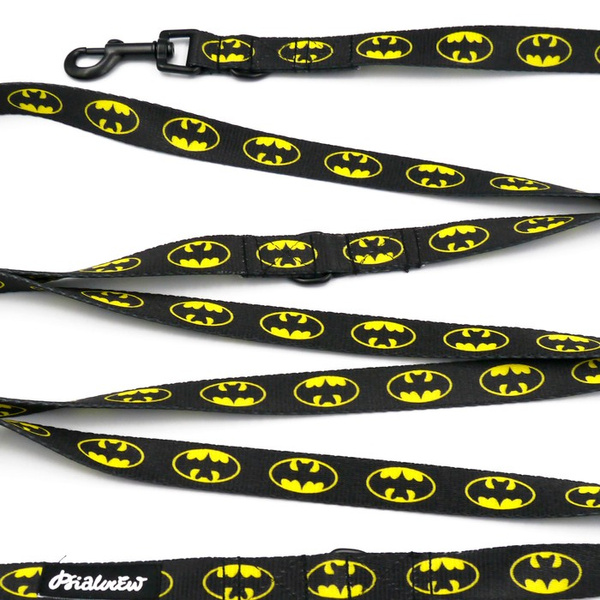 Long Dog Leash Bat Dog width 2 cm (0.78") wide, black snap hook 6 cm