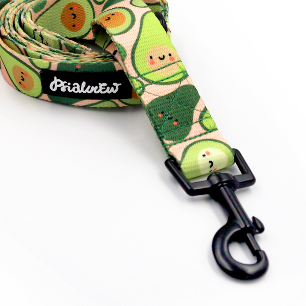 Hundeleine Guacamole Time Psiakrew Breite 2,5 cm, 1" breit, schwarzer Karabinerhaken 6 cm