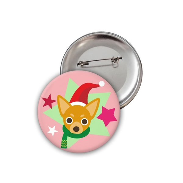 Dog Chihuahua Christmas Badge Psiakrew Button Badzyk 25mm