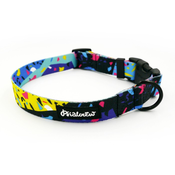 Dog Collar Psiakrew Terrazzo 2.5 cm, 1" wide black extras