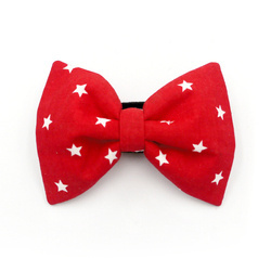 Red White Stars Christmas Dog Bow Tie Psiakrew, gift for dog, Pet Bow Tie, Collar Attachment