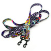 Dog Leash Crazy Leopard width 2.5 cm, 1"  wide, snap hook black 6cm