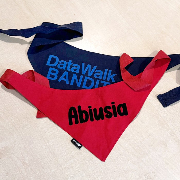 Bandana with the name of the Dog Psiakrew, personalized tied handkerchief, dark blue bandana scarf