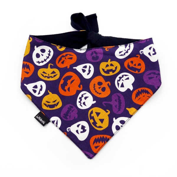 Premium Dog Bandana Terrible Pumpkin, Halloween handkerchief style to tie around your pet’s neck