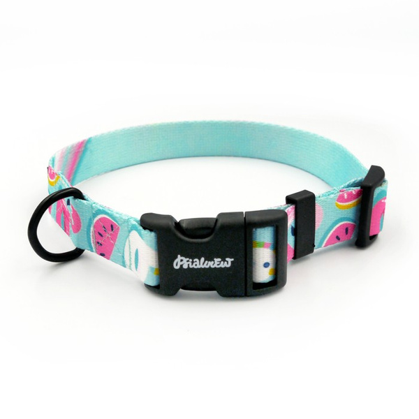 Dog Collar Azure Pool Psiakrew 2.5 cm 1"  wide, black fittings