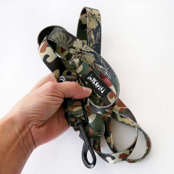 Dog Leash Camo width 2 cm 0.78 ", black snap hook 7 cm