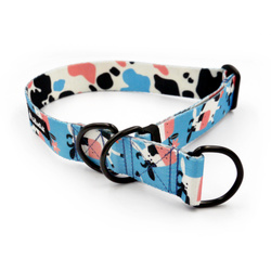 Half-choke collar Spotted Cow Psiakrew 3 cm wide, medium and big dogs, black extras