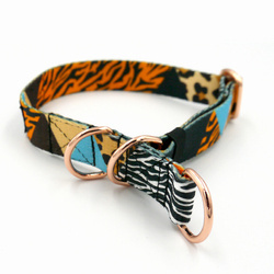 Half-choke collar Wild Animals, 2 cm wide, for small dogs, rose gold extras
