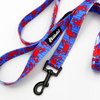 Dog Leash Sea Look -crab and octopus pattern; width 2.5 cm, 1"  wide, black snap hook 6 cm