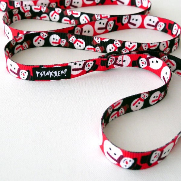 Smycz spacerowa miejska dla małego Psa; Snowman; szerokość 2 cm; czarny mały karabińczyk 4 cm