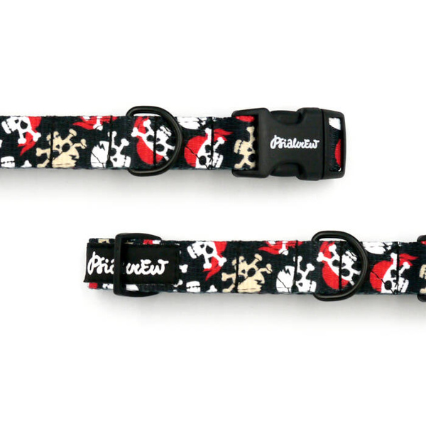 Dog Collar Psiakrew Pirates, 2 cm 0.78" wide, for smaller dogs black extras