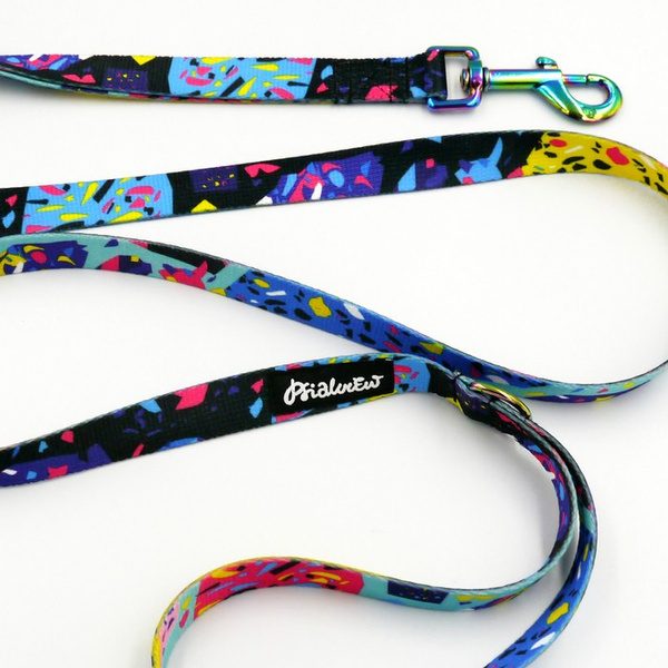 City leash for Dog Terrazzo, width 2 cm, holo carabiner 7 cm