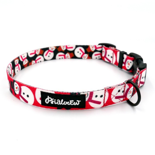 Dog Collar Psiakrew Snowman, 2 cm 0.78"  wide, for smaller dogs, black extras
