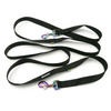 Lange Schwarze Hundeleine, wendbar, 2,5 cm, Holo-Beschläge, 8 cm, Psiakrew