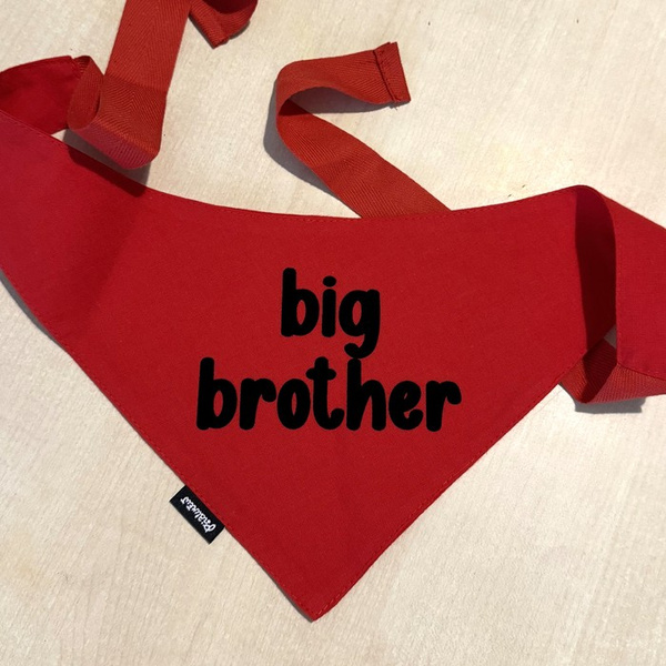 Bandana dla psa BIG BROTHER Psiakrew, personalizowana wiązana chusteczka, czerwona bandana apaszka
