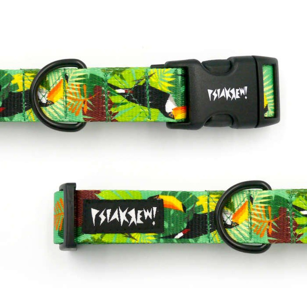 Dog Collar Psiakrew Toucan 2.5 cm 1" wide, black extras
