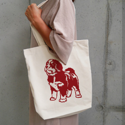Personalized ECO Cotton Bag – Saint Bernard Ecru with Name – Psiakrew Tote Bag Red