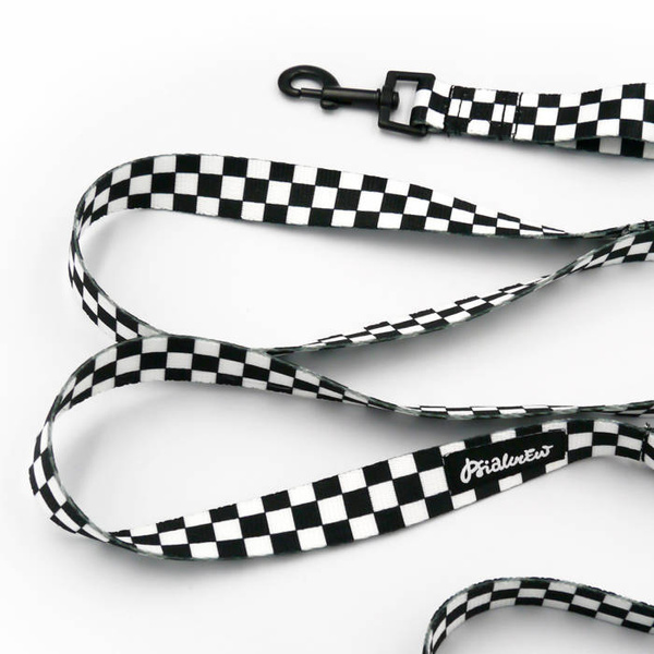 Hundeleine Checker Breite 2,5 cm, 1" breit, schwarzer Karabinerhaken 6 cm