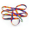 Long Dog Leash Tie Dye width 2 cm (0.78") wide, Holo petrol effect snap hook 7 cm
