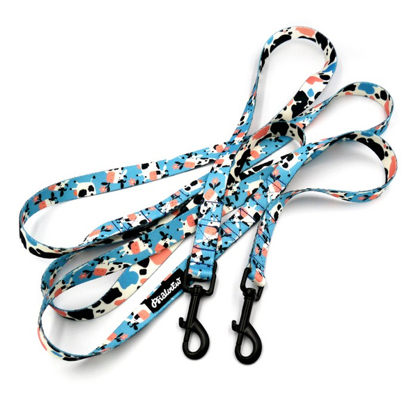 Long Dog Leash Spotted Cow width 2 cm (0.78") wide, , black snap hook