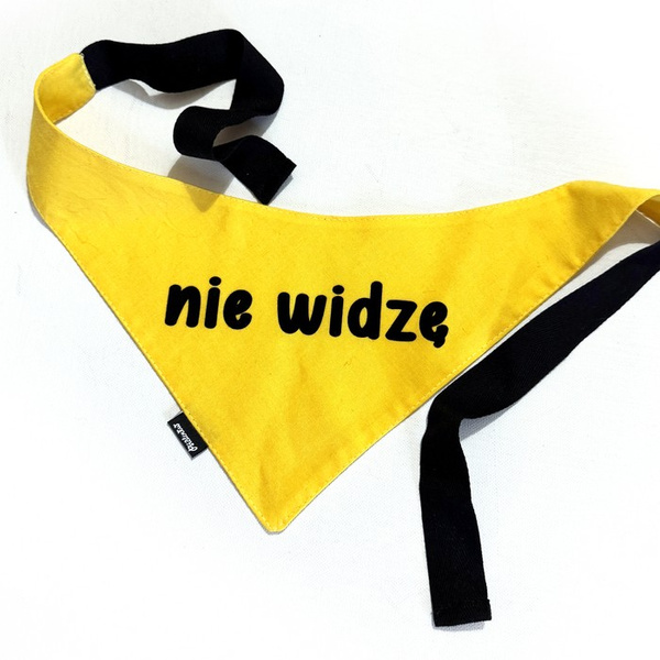 Bandana dla Psa NIE WIDZĘ Psiakrew, personalizowana chusteczka, żółta apaszka dla pupila