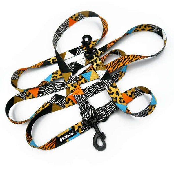 Dog Leash Wild Animals width 2.5 cm, 1"  wide, big black snap hook