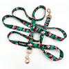 Leash for micro and small Dog; Tropical Monstera; adjustable; 2 cm wide, pink gold snap hook 6 cm