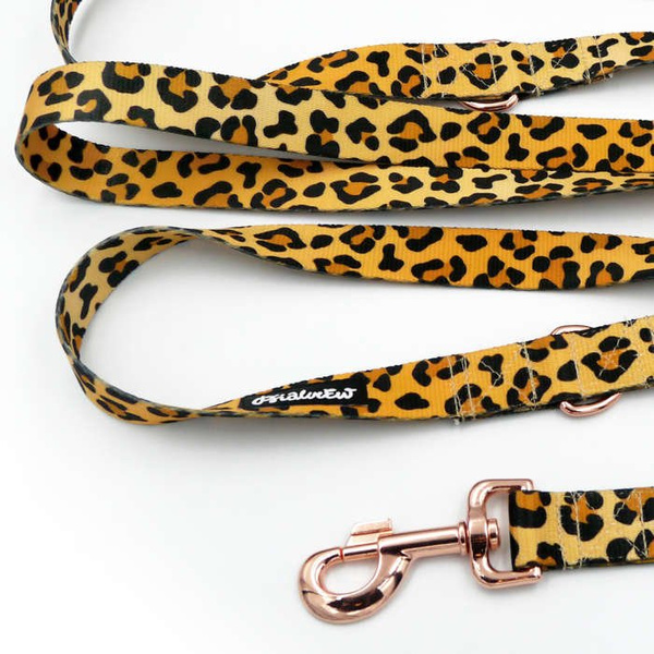 Dog Leash Tarzan width 2.5 cm, 1" wide, pink gold, big snap hook 8 cm