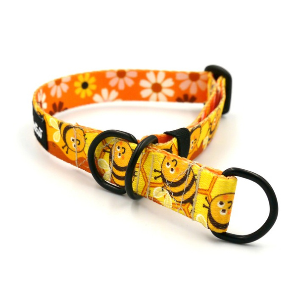 Half-Choke-Halsband Fleißige Bienen, 2 cm breit, für kleine Hunde, schwarze Accessoires