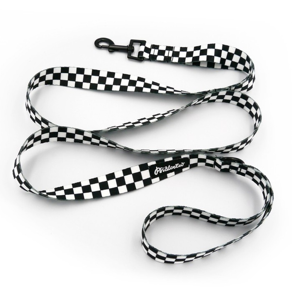 Dog Leash Checker width 2.5 cm, 1" wide, black snap hook 6 cm