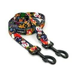 Long Dog Leash Winter is coming width 2.5 cm, 1"  wide, snap hook black 8 cm