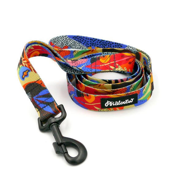 Dog Leash Colorful Thicket Psiakrew width 2.5 cm, 1"  wide, big black snap hook 8 cm
