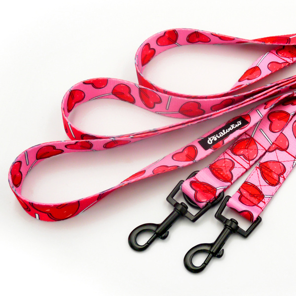 Dog Leash Lollipops Psiakrew width 2.5 cm, 1" wide, snap hook black 6cm
