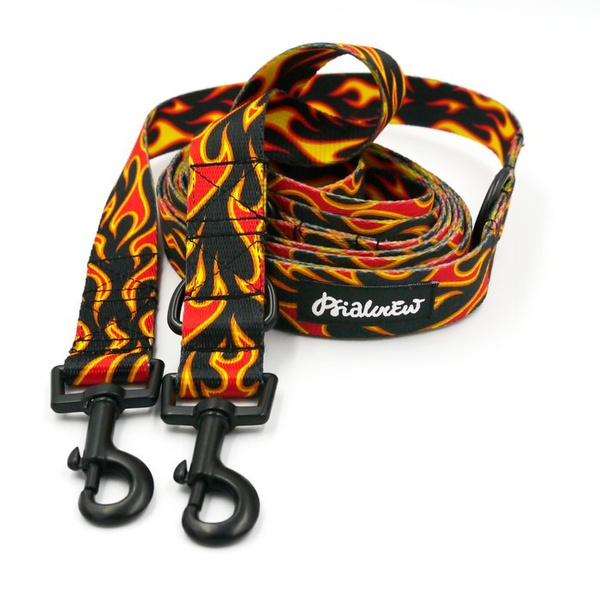 Dog Leash Dog On Fire width 2.5 cm, 1"  wide, snap hook black 6cm
