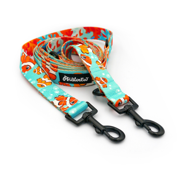Dog Leash Blue Lagoon Psiakrew width 2.5 cm, 1"  wide, snap hook black 6cm