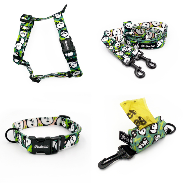 ACCESSORY KIT. Small dog. Bamboo Panda Psiakrew Series; Collar, Harness, Leash, Pouch