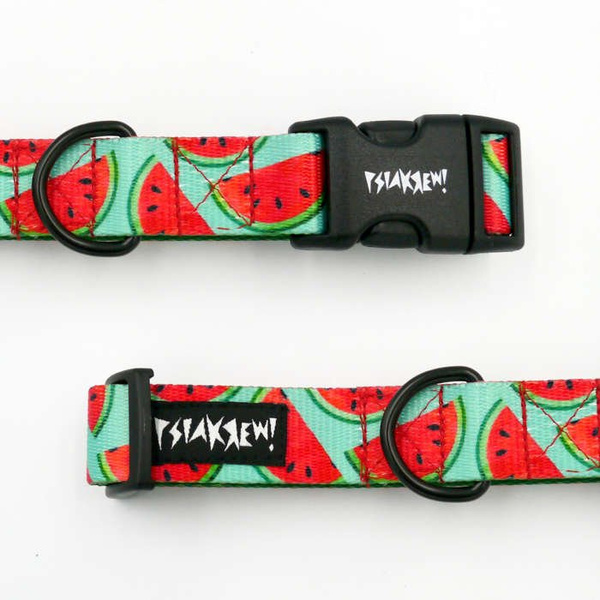 Obroża dla psa regulowana klamra zatrzaskowa Watermelon Psiakrew 2,5 cm czarne okucia