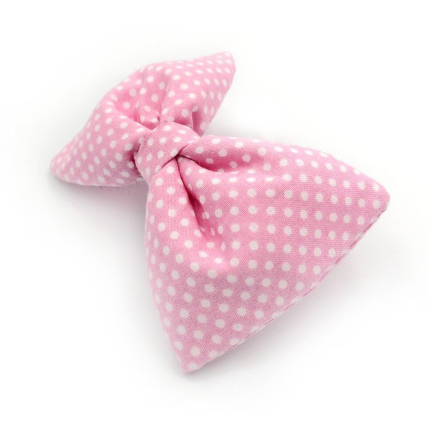 Mucha dla Psa, różowa w białe groszki, ozdoba przypinana do obroży