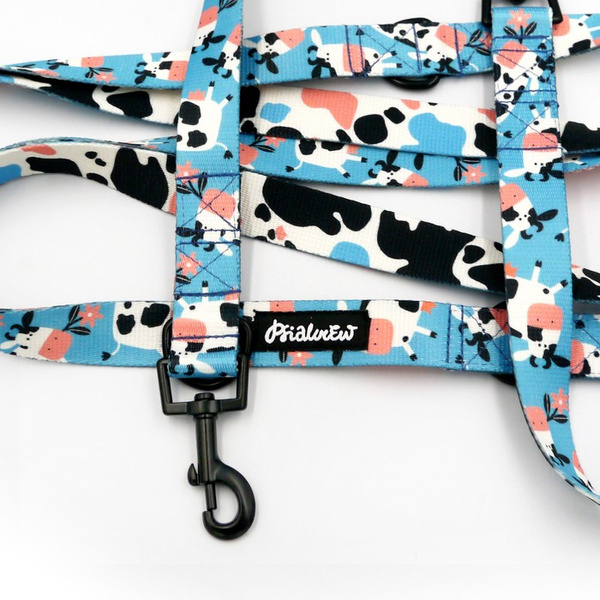 Hundeleine Spotted Cow Psiakrew, Breite 2,5 cm, Karabiner 6 cm schwarz