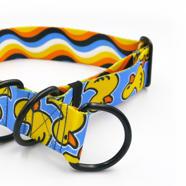 Half-choke collar Ducky Duck Psiakrew, 4 cm wide, medium and big dogs, black extras