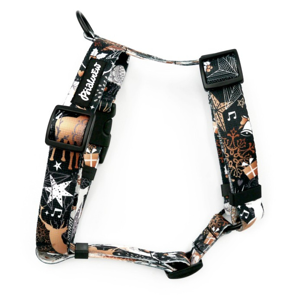 Hundegeschirr, Deer Calls Psiakrew, mittlere und größere Hunde, 2,5 cm Gurtband, schwarze Beschläge