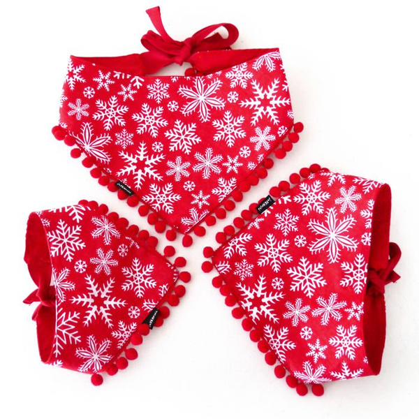 Dog Bandana Snowflakes handkerchief style to tie around your pet’s neck