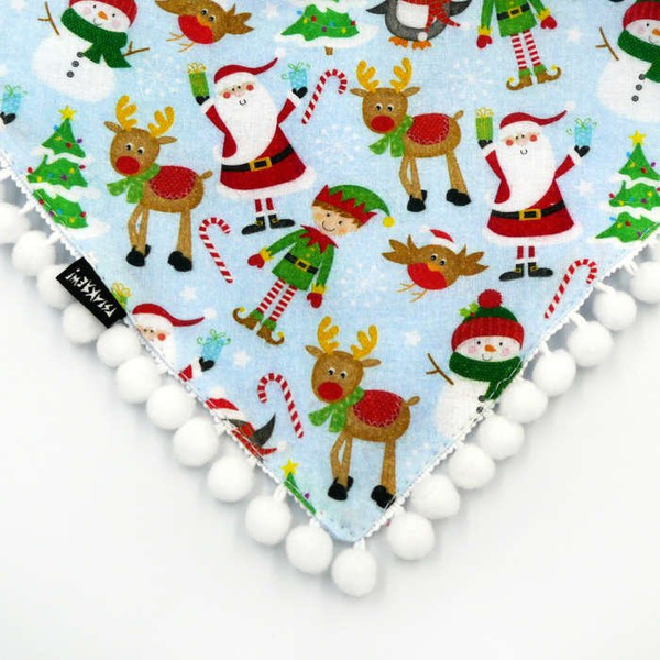 Santa Claus Dog Bandana handkerchief style to tie around your pet’s neck