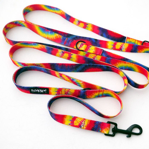 Dog Leash Tie Dye width 2 cm wide, black snap hook 7 cm